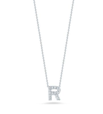 18K Gold Love Letter R Pendant with Diamonds