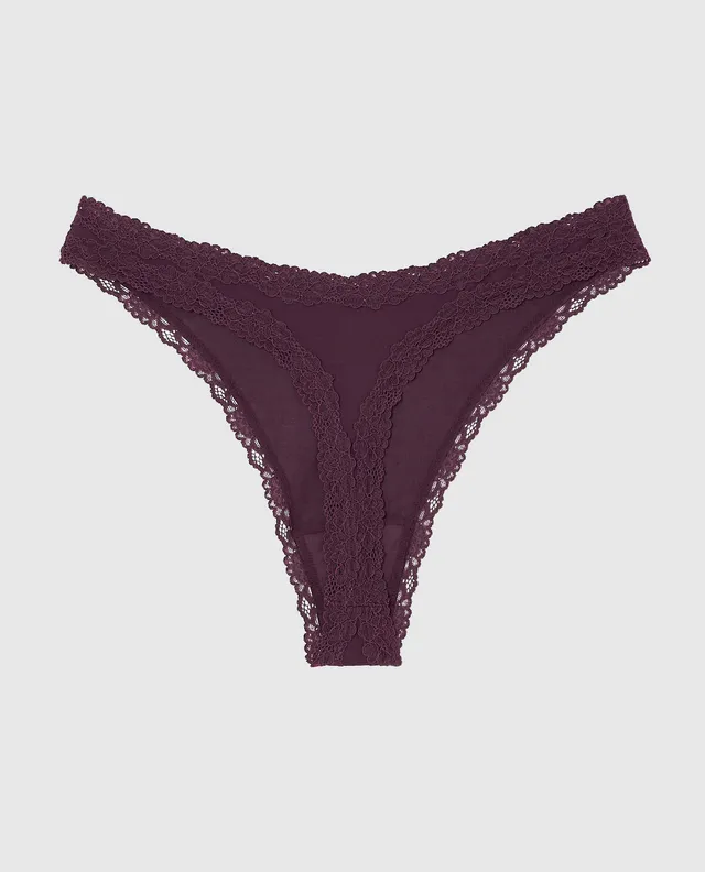 Comfort Microfiber Thong Panty Lace details- 21921 – The BFF Company
