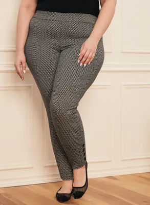 Laura plus - Pantalon coupe cité à motif géométrique pour femme taille Noir