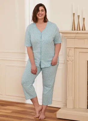 Laura plus - Ensemble pyjama motif étoiles pour femme taille Bleu