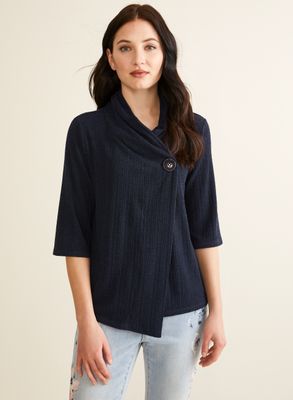 Laura Petites - Haut en tricot à bouton pour femme taille petite Bleu