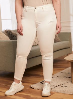 Joseph Ribkoff - Jeans étroit à strass pour femme taille plus Blanc