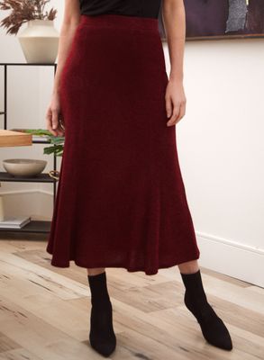 Laura Petites - Jupe midi en tricot texturé pour femme taille petite Rouge