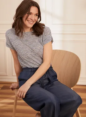 Laura - T-shirt rayé aspect lin pour femme