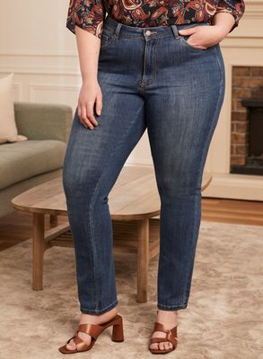 Laura Plus - Blossom - Jeans à jambe droite pour femme taille plus - Bleu