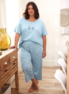 Laura plus - Ensemble pyjama à motif de chats pour femme taille