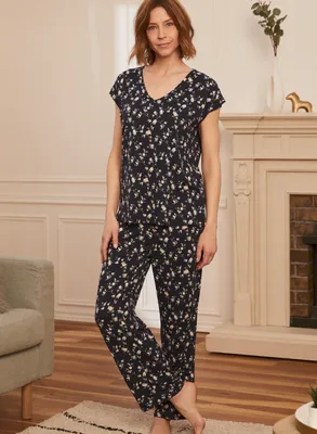 Laura - Ensemble pyjama à imprimé floral pour femme - Blanc