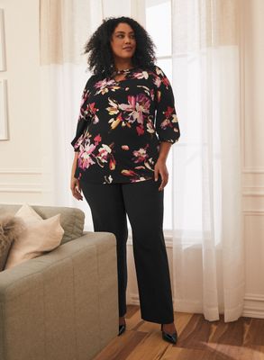 Laura plus - Pantalon coupe moderne à jambe large pour femme taille Noir