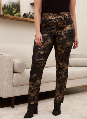 Laura plus - Pantalon motif métallique à enfiler pour femme taille Noir