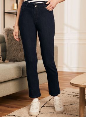 Laura Petites - Jeans à jambe droite et taille haute pour femme petite Bleu