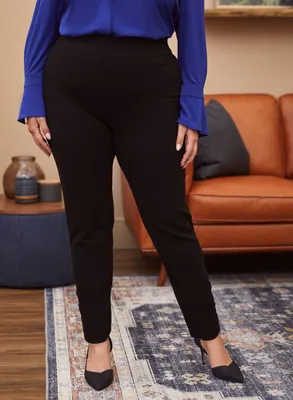 Laura Plus - Pantalon pull-on à jambe droite pour femme taille plus - Noir