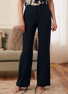 Louben - Pantalon coupe moderne à jambe large pour femme Bleu