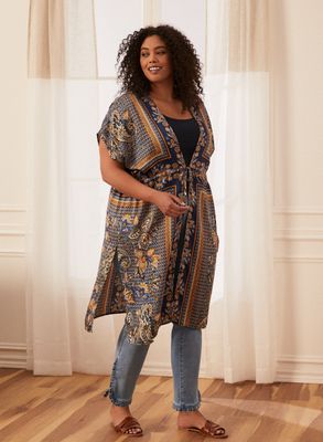 Laura plus - Tunique style kimono à manches courtes pour femme taille Bleu