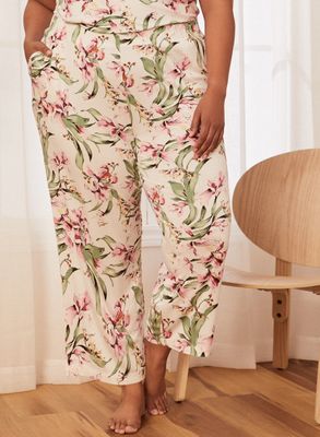 Laura - Pantalon de pyjama à motif floral pour femme Blanc