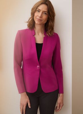 Laura Petites - Veste à col cranté inversé et un bouton pour femme taille petite Violet