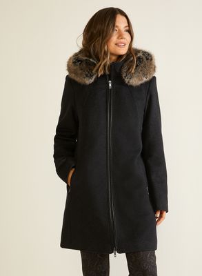 Laura - Manteau zippé en laine mélangée pour femme Gris