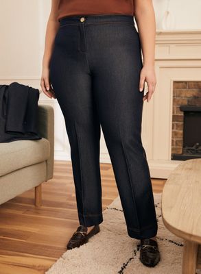Laura Plus - Pantalon coupe moderne aspect denim pour femme taille plus - Bleu