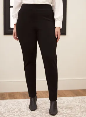 Laura plus - Pantalon à jambe étroite avec boucles pour femme taille Noir