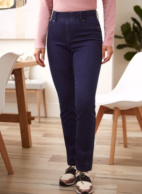 Laura - Jeans à enfiler jambe droite pour femme Bleu