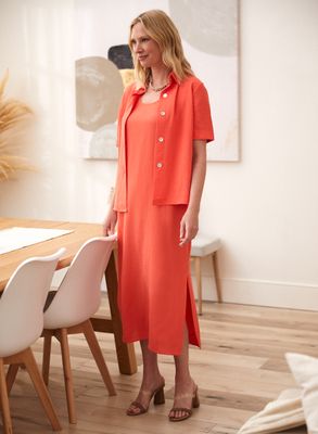 Laura - Robe longue avec blouse à manches courtes pour femme Orange