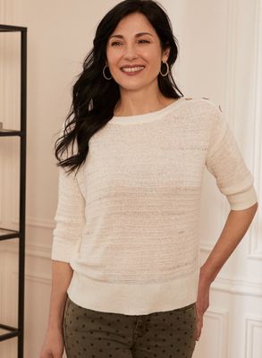 Laura Petites - Pull en tricot à détail boutons pour femme taille petite