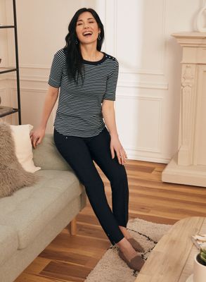 Laura Petites - T-shirt rayé en coton pour femme taille petite