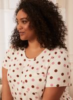 Laura - Haut de pyjama à pois pour femme Blanc