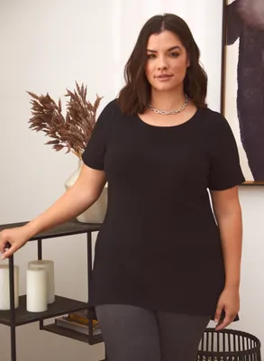 Laura plus - Tunique asymétrique en mousseline pour femme taille Noir