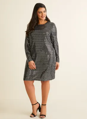 Laura Plus - Robe fourreau à sequins pour femme taille plus - Noir