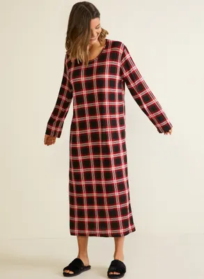 Laura - Robe de nuit à motif de carreaux pour femme - Rouge