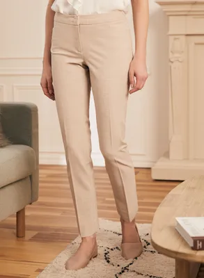 Laura Petites - Pantalon coupe moderne à carreaux pour femme taille petite Beige