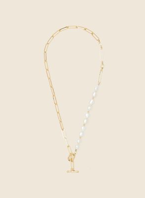 Laura - Collier à fermoir bûchette avec perles pour femmestandard - Blanc cassé