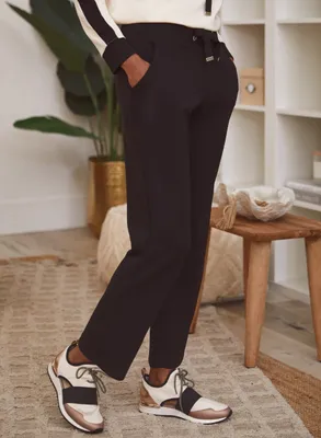 Laura Petites - Pantalon à enfiler jambe droite pour femme taille petite Noir