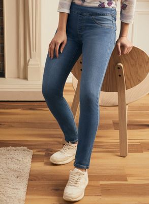 Laura - Jeans ajusté pull-on pour femme - Bleu