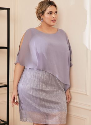 Laura Plus - Robe poncho en fibres métallisées pour femme taille plus - Violet