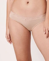 Culotte bikini jersey doux et bande de dentelle