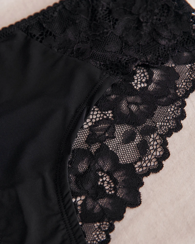 Culotte bikini microfibre et dentelle