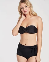 Bas de bikini garçonne bande taille en résille