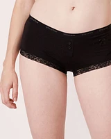 Culotte garçonne coton et détails de dentelle