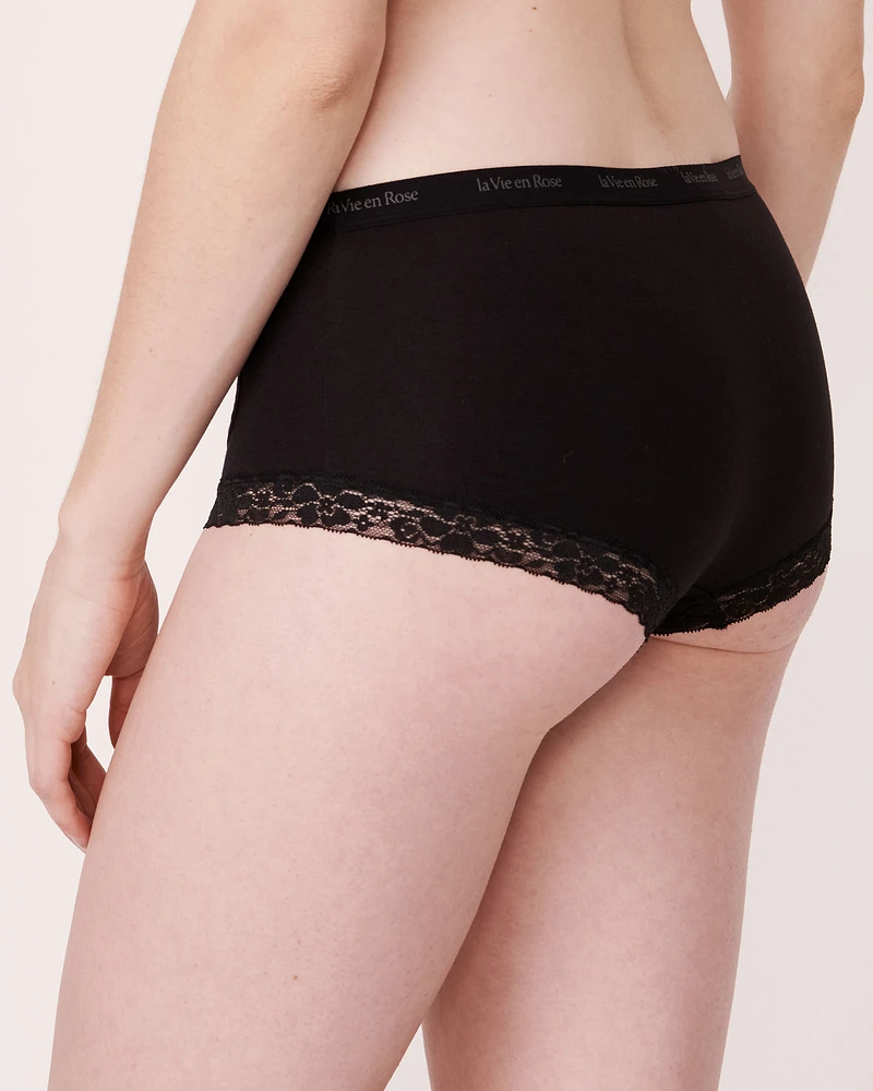 Culotte garçonne coton et détails de dentelle