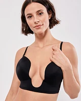 Soutien-gorge push-up plongeant en U sans armatures demi-buste