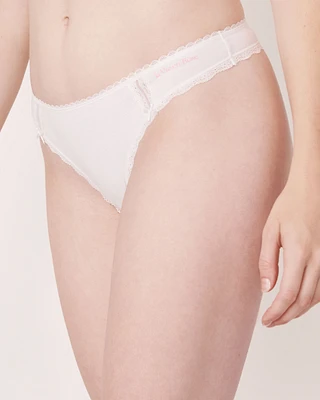 Culotte tanga coton et détails de dentelle