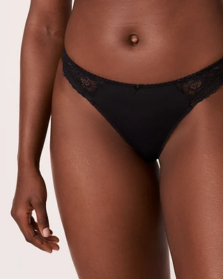 Culotte tanga microfibre et dentelle