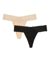 Cotton and Lace Band Thong Panty