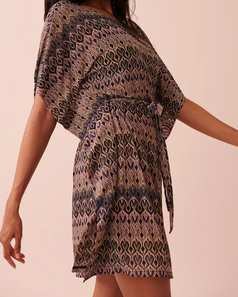 Caftan en résille imprimée
