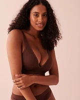 Soutien-gorge push-up plongeant côtelé sans coutures