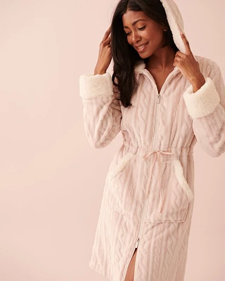 Cable Knit Hooded Robe