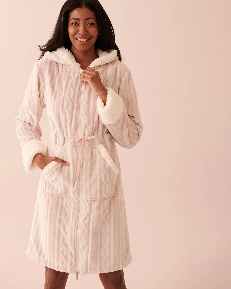 Cable Knit Hooded Robe