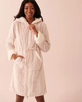 Cable Knit Hooded Robe