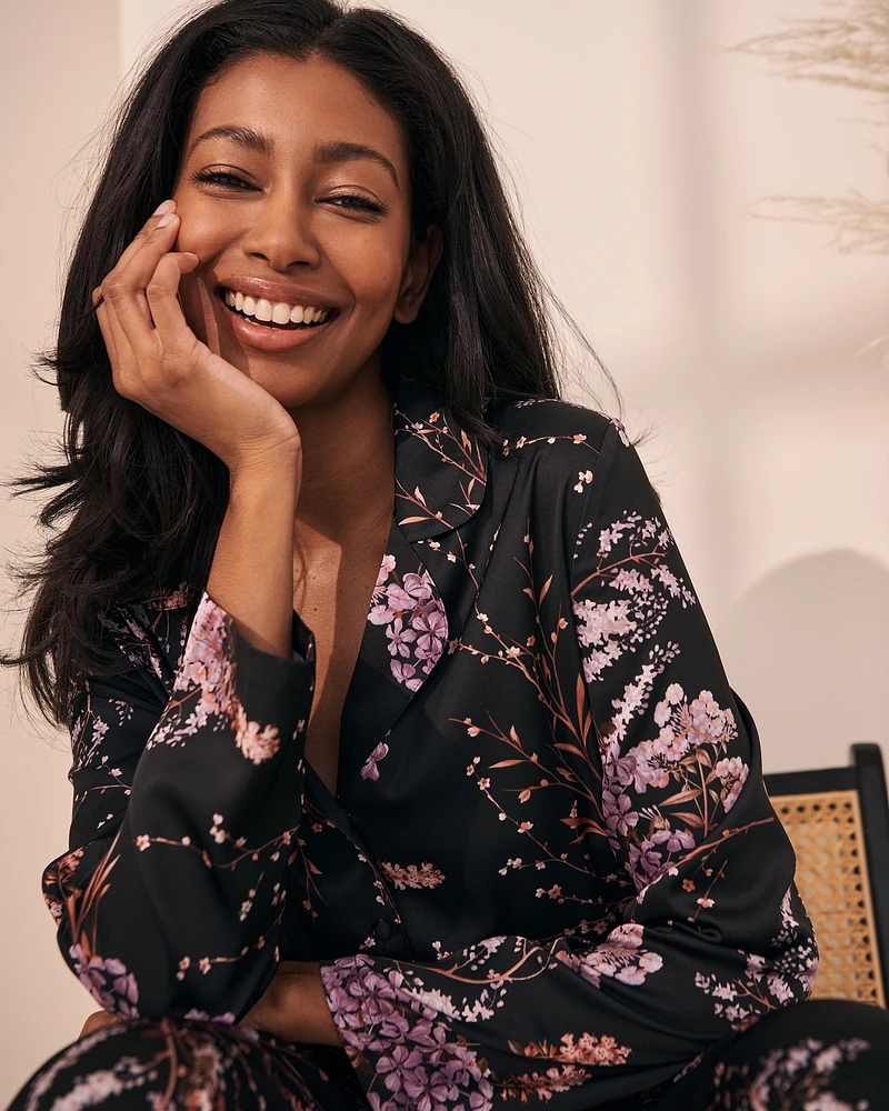 Satin Long Sleeve Button-down Shirt